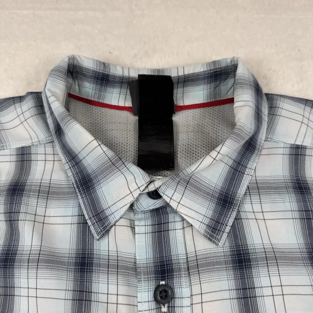 The North Face Shirt Mens Size XL Blue Plaid Short Sleeve Button Up Outdoor